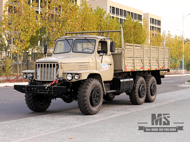 Caminhão off road Dongfeng EQ2100 com tração nas seis rodas_6 × 6 190hp Caminhão de transporte de linha única com cabeça pontiaguda_Caminhão especial de exportação com tração nas quatro rodas