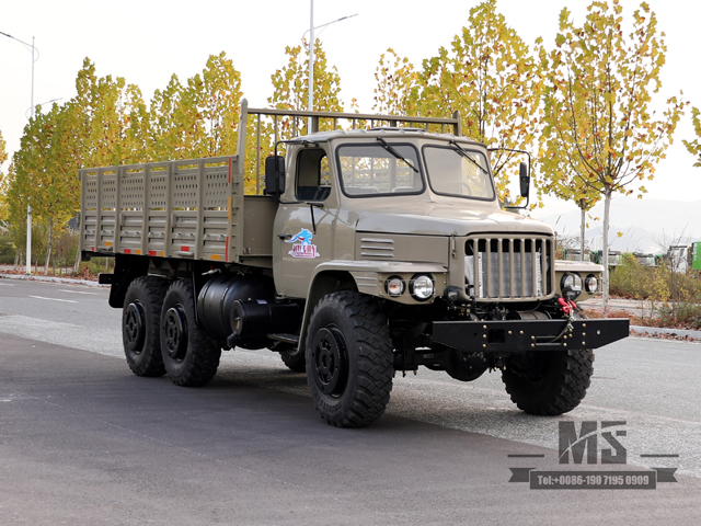 Caminhão off road Dongfeng EQ2100 com tração nas seis rodas_6 × 6 190hp Caminhão de transporte de linha única com cabeça pontiaguda_Caminhão especial de exportação com tração nas quatro rodas