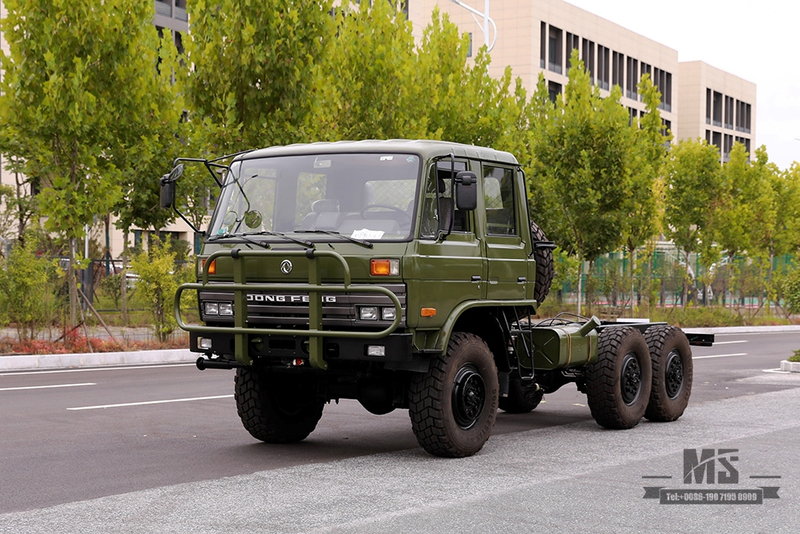 190hp Exército Verde Dongfeng EQ2102 Chassis com tração em seis rodas_6 × 6 EQ246 153 Cabine de fileira dupla Off Road Chassis_Dongfeng Exportar chassi de veículo para fins especiais