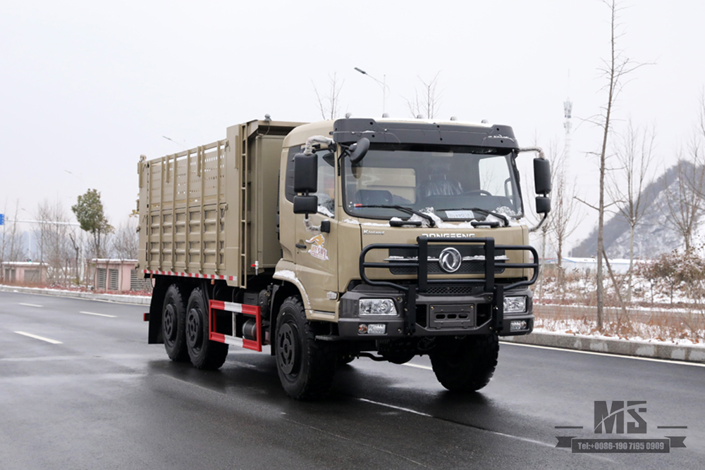 Caminhão basculante Dongfeng com tração de seis rodas_6 * 6 caixa de carga de cabeça plana defletor caminhão basculante aumentado caminhão de transporte fora de estrada_exportar veículo especial