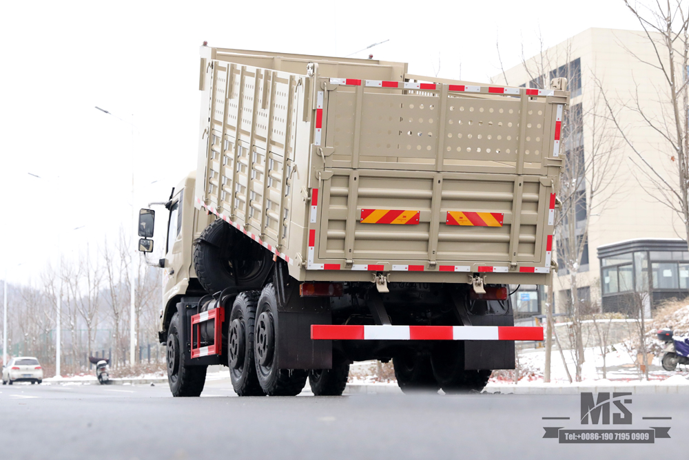 6 × 6 Camel Grey Dongfeng Caminhão basculante com tração de seis rodas_Fábrica de conversão de caminhão basculante aumentado com caixa de carga de cabeça plana_Exportação de veículo especial