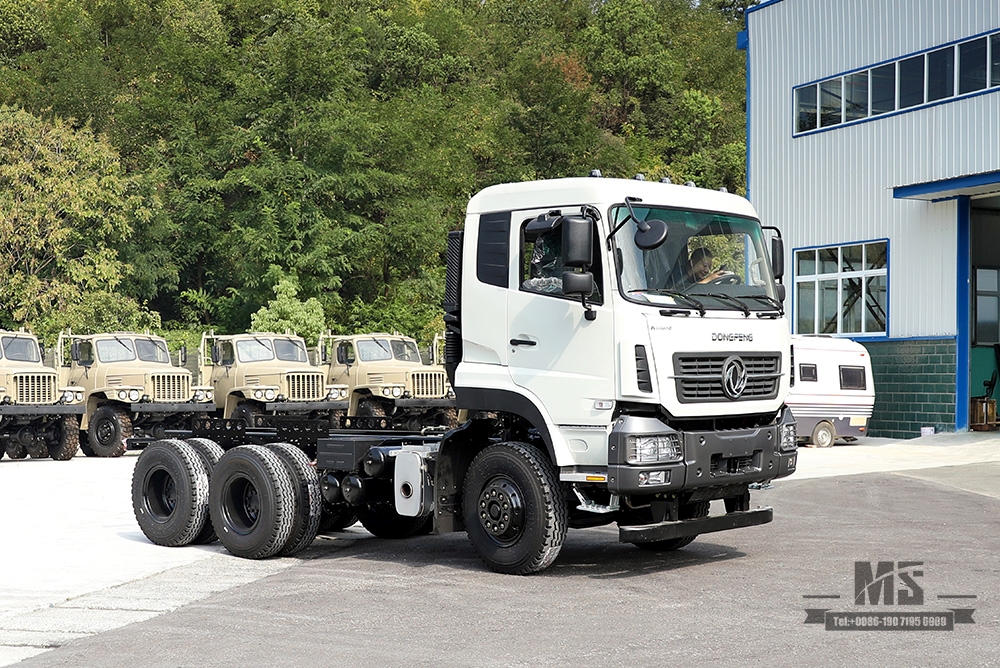 Chassi para veículo comercial pesado de 280 HP_Dongfeng 6 × 4 Modificação do chassi do caminhão basculante_Dongfeng Off-road de três eixos dianteiro 5T traseiro duplo 10T veículo especial