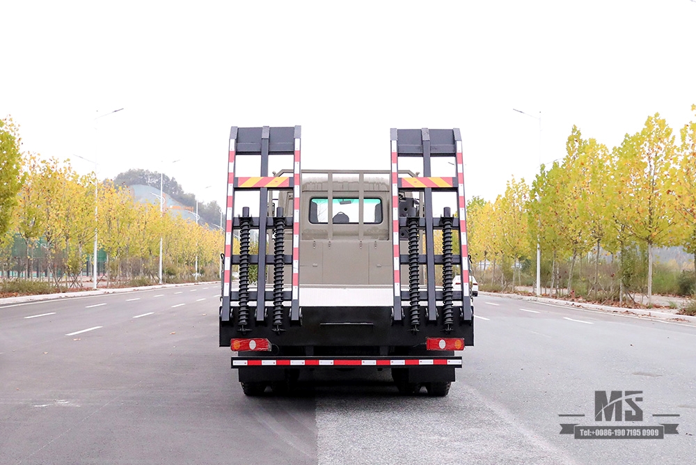Caminhão escavador plano de quatro eixos Dongfeng_8 * 4 com escalador de cauda 7m6 caminhão plano_exportação de caminhões contêineres de armazenamento de logística especial