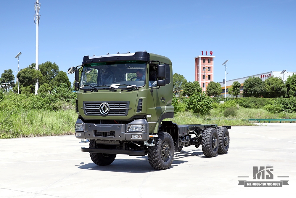 340hp Dongfeng 6×6 Chassis_Six wheel drive Flat Head One and a Half Row Chassis Cargo Truck Chassis_6*6 Export Special Vehicle