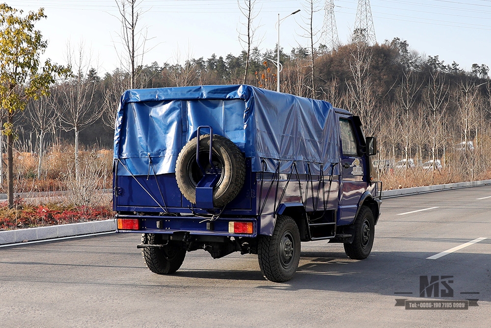 Caminhão off road IVECO azul com tração nas quatro rodas_4 * 4 113hp Cabeça curta Micro caminhão leve de fileira única com lona Pole_Export Veículo especial