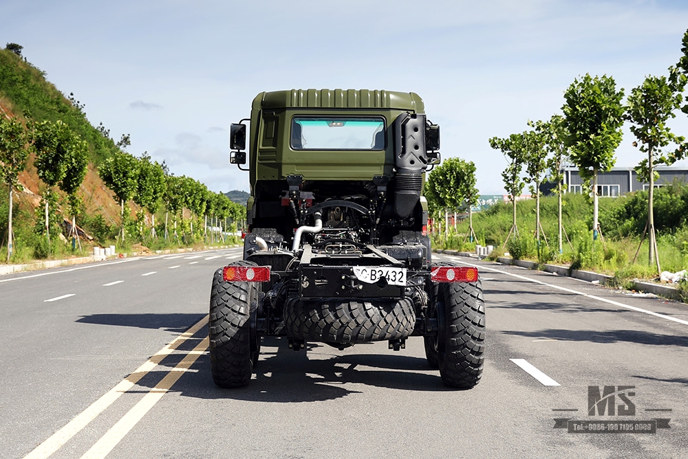 340 hp Dongfeng 6 × 6 Off Road Chassis_Six wheel drive Dongfeng Flat Head Chassis de uma fileira e meia Chassi de caminhão de carga AWD 6 * 6 Veículo especial de exportação