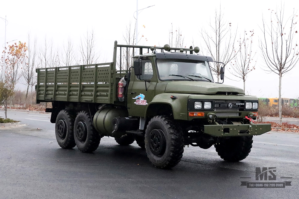 Dongfeng Army Green Six Wheel Drive EQ2100 _6 × 6 190 hp Classic Pointed Head 3.5T Caminhão off-road de três eixos para venda_Dongfeng 245 Troop Carrier Export Special Vehicle 