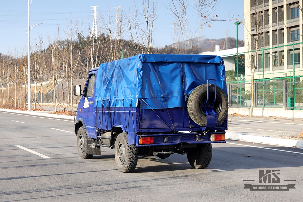 Caminhão off road IVECO azul com tração nas quatro rodas_4 * 4 113hp Cabeça curta Micro caminhão leve de fileira única com lona Pole_Export Veículo especial