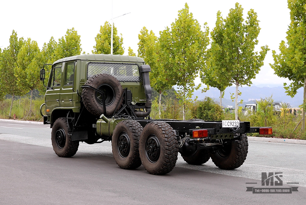 190hp Exército Verde Dongfeng EQ2102 Chassis com tração em seis rodas_6 × 6 EQ246 153 Cabine de fileira dupla Off Road Chassis_Dongfeng Exportar chassi de veículo para fins especiais