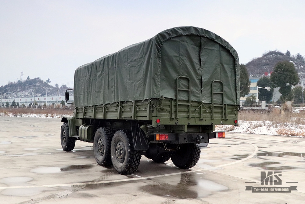 Caminhão off-road Dongfeng com tração de seis rodas EQ2100_6 * 6 3,5 T Caminhão de cabeça longa verde militar clássico com poste de lona para venda_Dongfeng 245 Diesel Troop Carrier Export Special Vehicle 