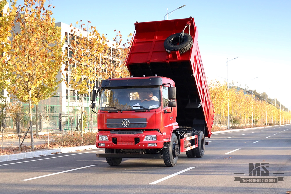 Caminhão basculante Dongfeng 4*2 Caminhão basculante _ 210hp Linha de cabeça plana meio caminhão de transporte de local de mineração _ Veículo especial de exportação