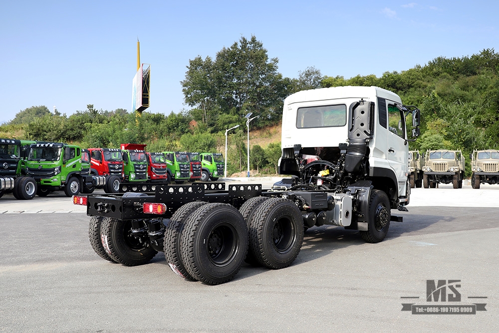 Chassi para veículo comercial pesado de 280 HP_Dongfeng 6 × 4 Modificação do chassi do caminhão basculante_Dongfeng Off-road de três eixos dianteiro 5T traseiro duplo 10T veículo especial