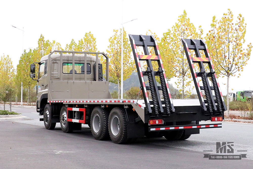 Caminhão escavador plano de quatro eixos Dongfeng_8 * 4 com escalador de cauda 7m6 caminhão plano_exportação de caminhões contêineres de armazenamento de logística especial