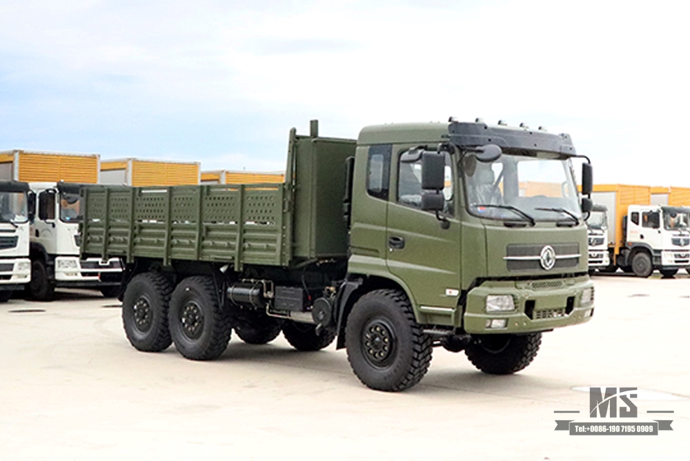 Caminhão fora de estrada Dongfeng com tração nas seis rodas 190hp _ 6 × 6 Dongfeng cabeça plana de uma fileira e meia veículo de caminhão de carga AWD 6 * 6 veículo especial de exportação