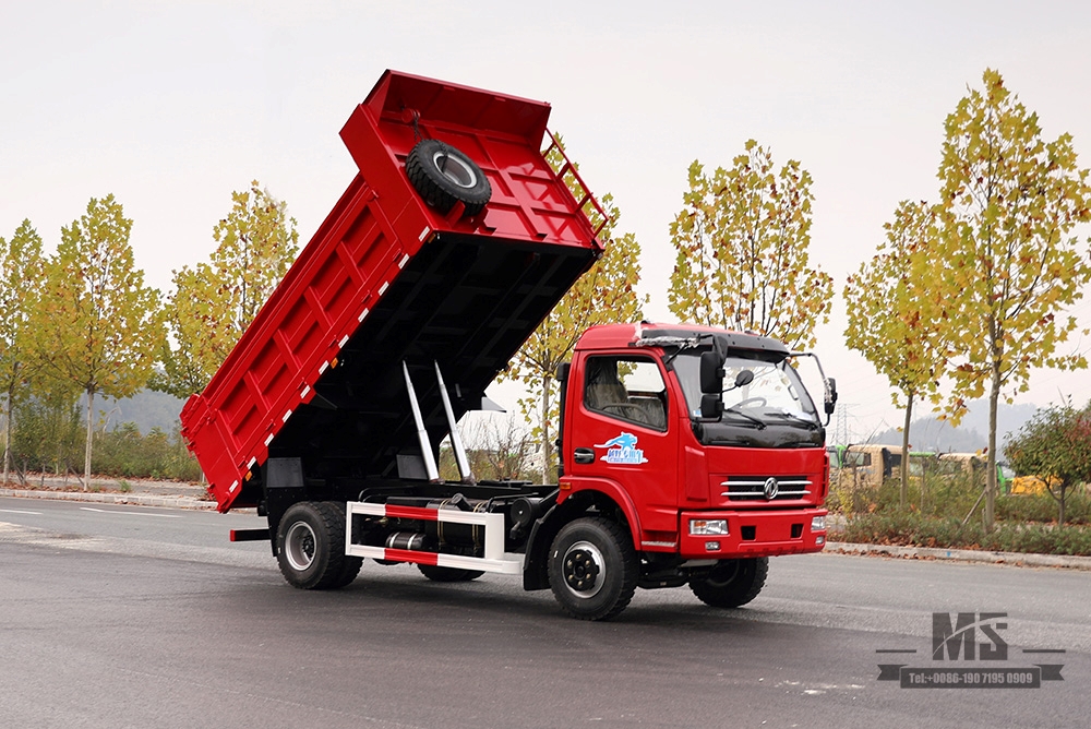 Caminhão basculante leve 4×2_Dongfeng 160HP Caminhão basculante pequeno_Esquerda/direita 5T Caminhão de micro mineração de fileira única para venda_Exportação de caminhão especial