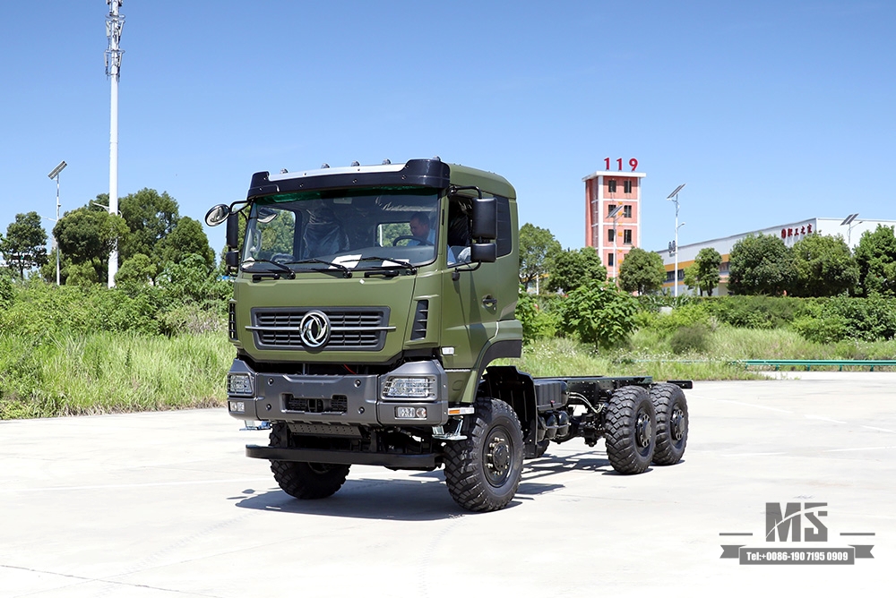 Chassi especial off-road com tração nas seis rodas Dongfeng 340HP_6 × 6 Chassi para veículos comerciais pesados_6WD Chassi de caminhão de construção personalizado_Exportar chassi de caminhão para fins especiais