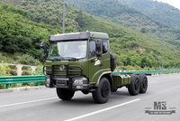 Chassi de tração nas seis rodas Dongfeng 210hp para venda_6 * 6 Exército Verde Flathead Head Truck Chassis Coversion Fabricante_Dongfeng Exportar chassi de veículo especial