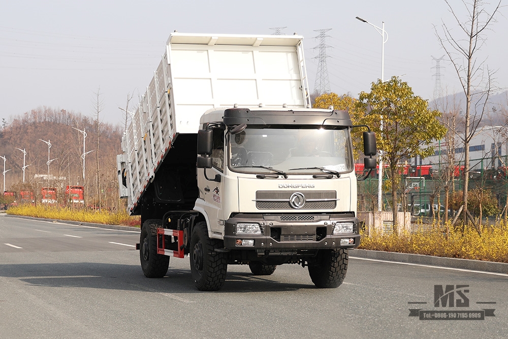 Caminhão basculante 13T com tração nas quatro rodas Dongfeng_210hp 4x4 Caminhão basculante de mineração com altura de contêiner caminhão off-road_Veículo para fins especiais de exportação de dois eixos