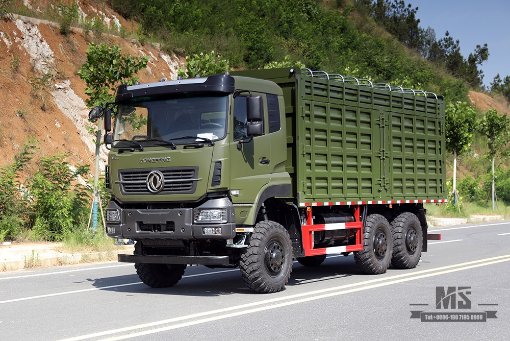 Caminhão de carga off-road com tração nas seis rodas Dongfeng de 340 hp_6 * 6 15T High Container Heavy Duty Truck_6WD Caminhão de logística especial para exportação