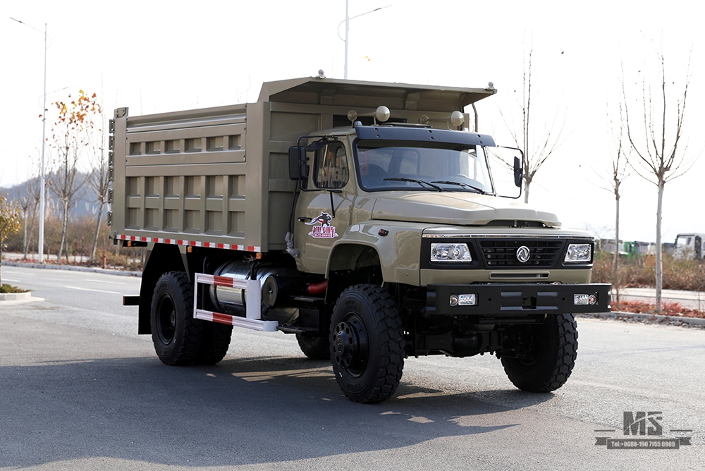 Caminhão basculante de quatro rodas Dongfeng 240hp _ Caminhão basculante off-road de cabine de cabeça longa _ 4*4 Veículo de finalidade especial de exportação personalizada