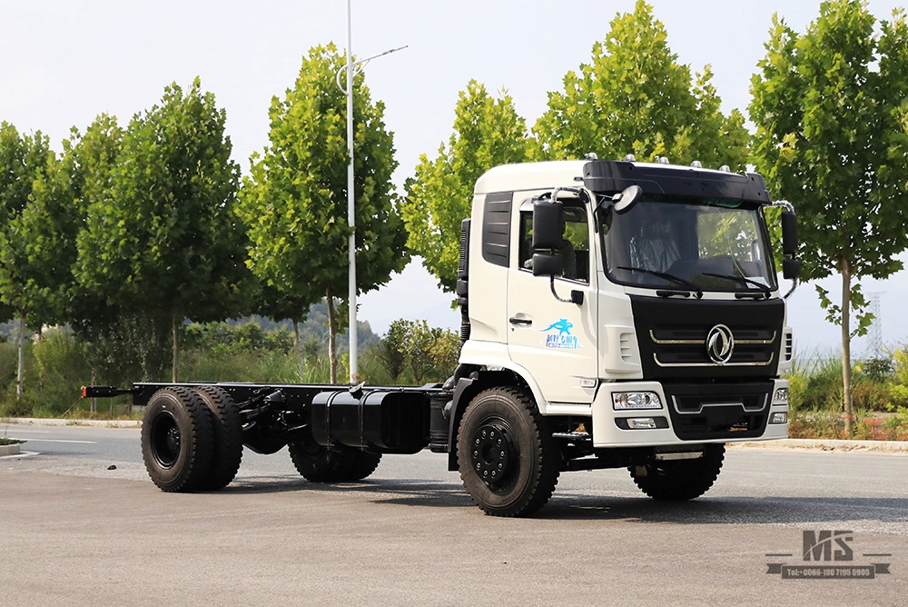 Chassi de guindaste montado em caminhão Dongfeng 4 × 2 266hp Nova fileira de cabine de cabeça chata meio chassi com chassi especial de exportação de guindaste de caminhão