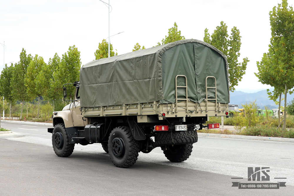 Caminhão de carga Dongfeng 4 * 4_190 hp Caminhão off-road de cabeça longa 2.5T com guincho e poste de lona_ Fabricante de caminhão com tração nas quatro rodas para exportação de veículo para fins especiais