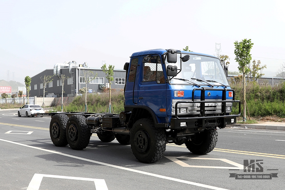 210hp Dongfeng EQ2102 Chassi com tração de seis rodas_6 × 6 Azul 153 Cabine de uma fileira e meia Off Road Chassis_Dongfeng 6WD Truck Chassis Exportação Special Truck Chassis