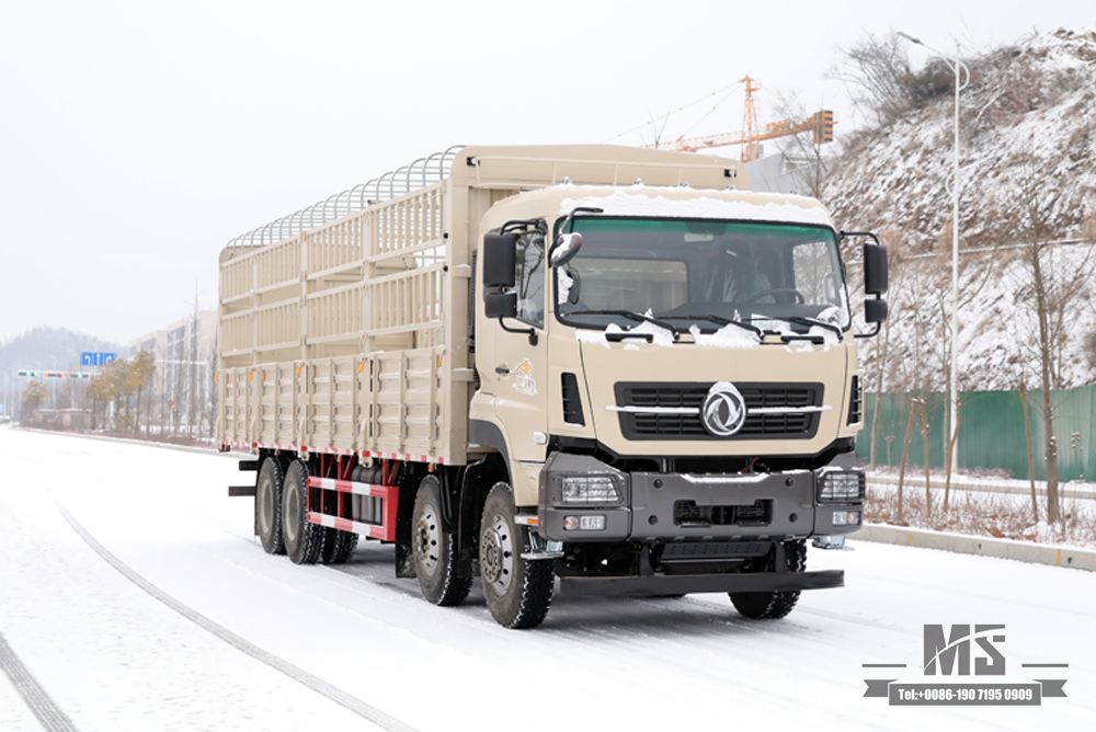 Dongfeng 8*4 caminhão de transporte de estaca_420hp caminhão de cabeça chata_veículo de finalidade especial de exportação de caminhão de longa distância