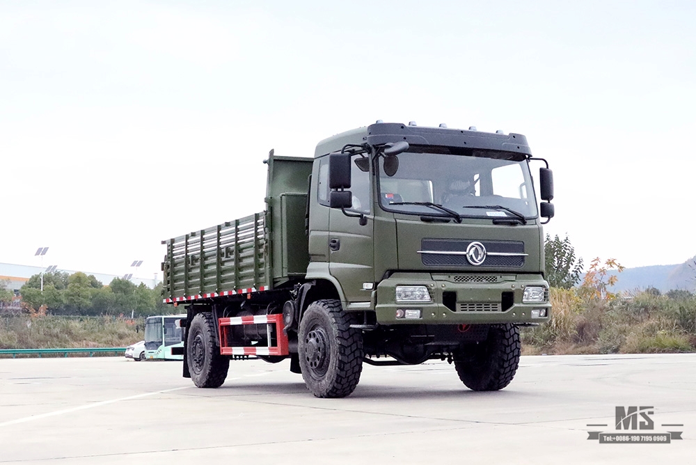 340hp 6*6 Off Road Truck_Dongfeng Caminhão de carga de cabeça plana com lona Pole_Six-wheel Drive Export Veículo especial