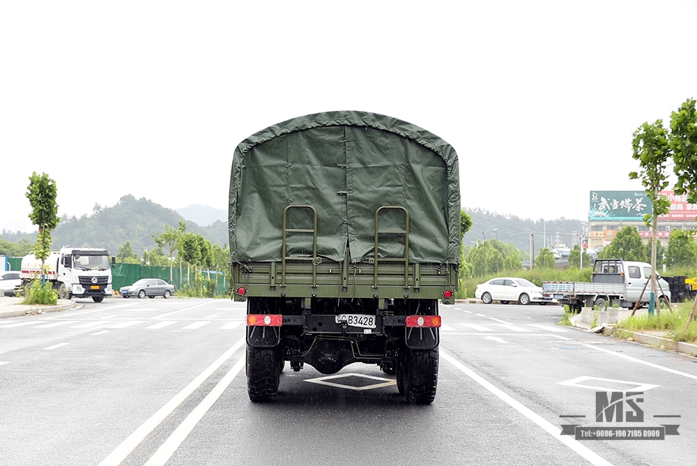 Dongfeng 210hp Caminhão de carga com tração nas seis rodas_6 * 6 Caminhão de transporte de cabeça chata verde exército com cobertura de pára-choque de pólo de lona Fabricante_Dongfeng 6WD Veículo especial de exportação