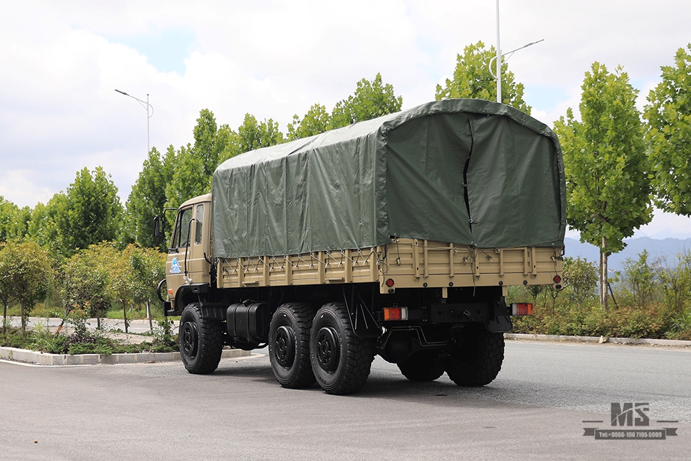 Caminhão off-road Dongfeng com tração nas seis rodas Camel Grey EQ2102_190 HP Caminhão de carga Camel Grey de três eixos com postes de lona_ Veículo para fins especiais de exportação com tração nas quatro rodas