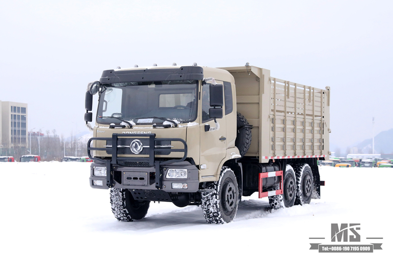 6 × 6 Dongfeng Caminhão basculante com tração de seis rodas_Camião basculante aumentado com defletor de caixa de carga de cabeça plana 6 * 6 Caminhão de transporte fora de estrada_Exportar veículo especial