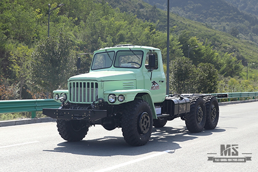 Chassi EQ2100 com tração de seis rodas Dongfeng_6 * 6 190hp Cabeça pontiaguda de vidro duplo 140 Chassi de caminhão com cabine para venda_Dongfeng Army Truck Export Special Vehicle Chassis