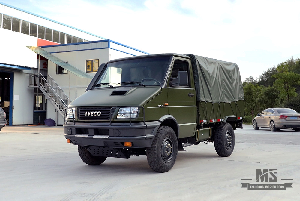 4x4 Iveco Caminhão com tração nas quatro rodas Verde 4*4 Caminhão Iveco Cabeça curta Pequeno Veículo off-road 4WD Veículo especial de exportação