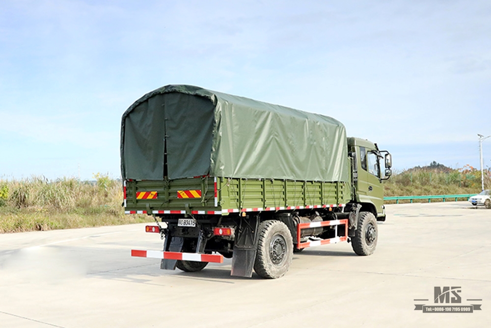 Caminhão basculante fora de estrada com tração nas quatro rodas Dongfeng de 210 hp_4 × 4 Flathead Row Half Tipper Truck com lona Pole_Dongfeng 4 * 4 Exportação Veículo Especial