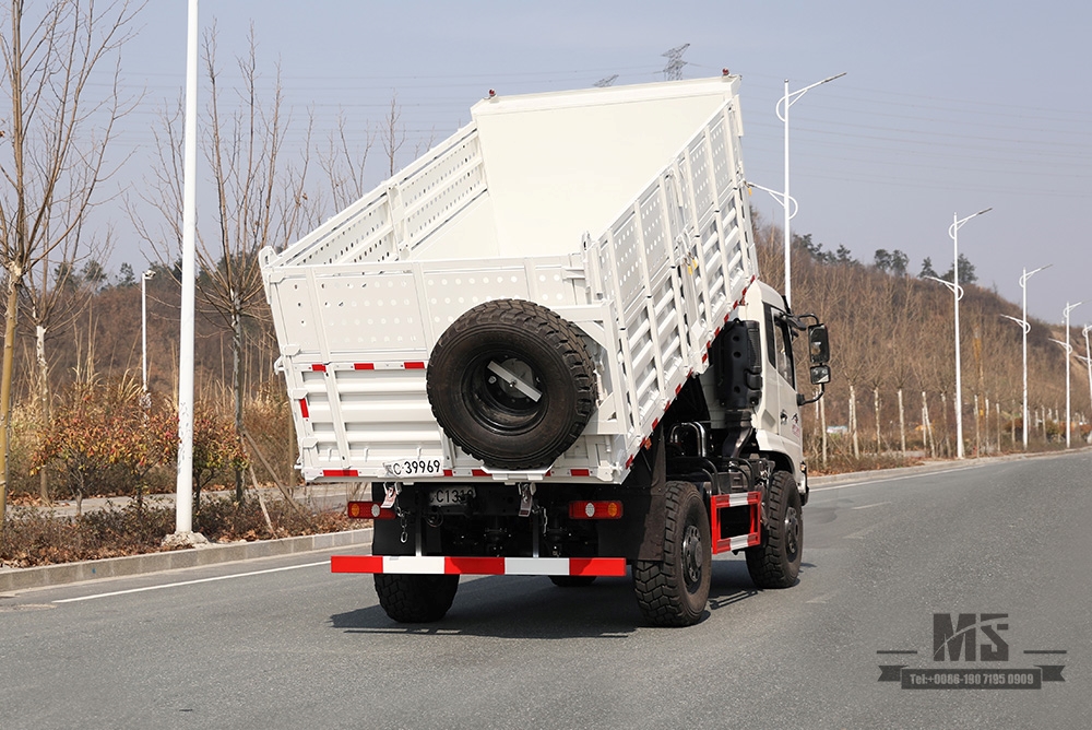 Caminhão basculante 13T com tração nas quatro rodas Dongfeng_210hp 4x4 Caminhão basculante de mineração com altura de contêiner caminhão off-road_Veículo para fins especiais de exportação de dois eixos