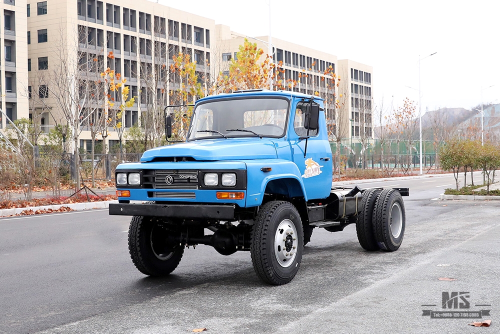 Dongfeng Chassi de caminhão basculante com tração nas quatro rodas _170hp Azul 4 * 4 Linha única de cabeça pontiaguda Chassi de caminhão basculante Caminhões de mineração Chassis_Export Veículo especial