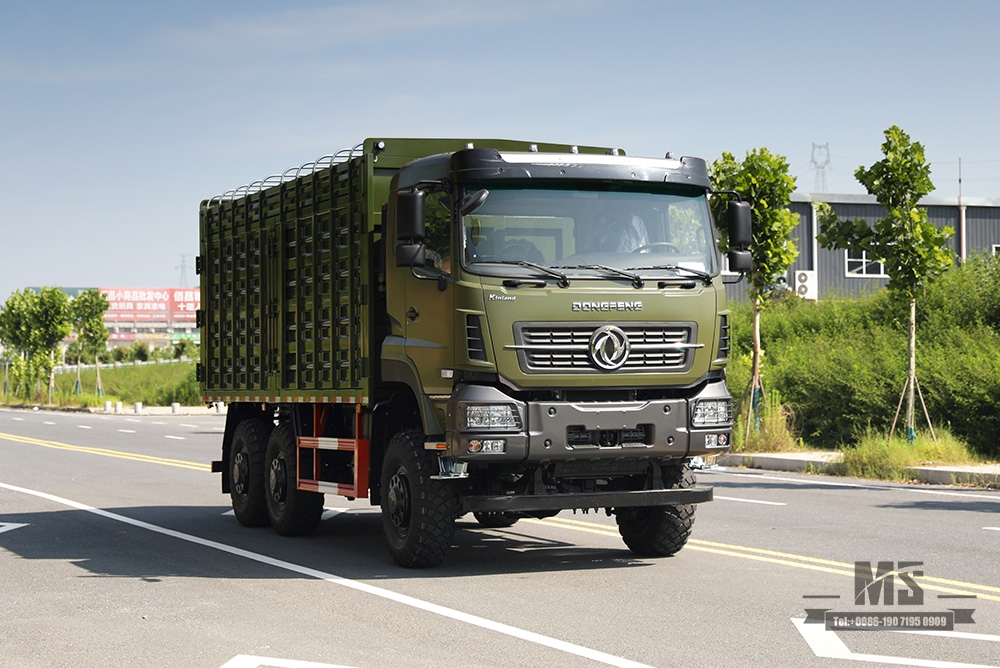 340 hp Dongfeng 6 × 6 Caminhão Off Road com tração de seis rodas Dongfeng Flat Head Uma fileira e meia de contêiner alto Caminhão pesado Veículo de caminhão de carga AWD 6 * 6 Veículo especial de exportação