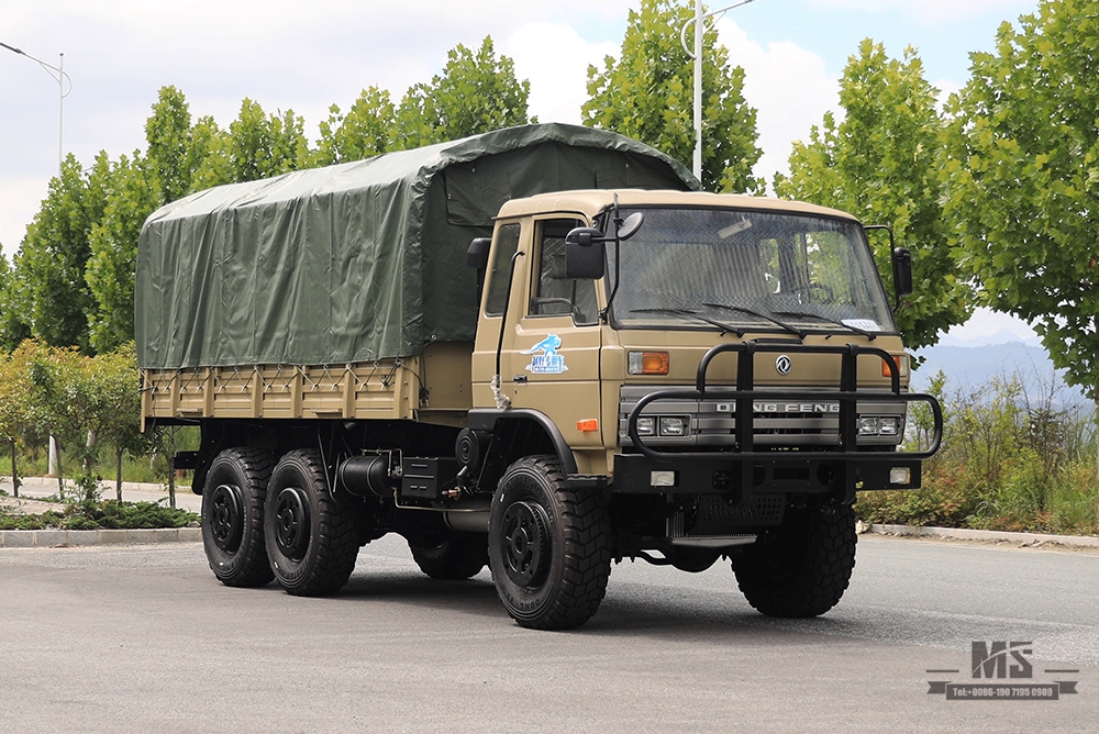 Caminhão off-road Dongfeng com tração nas seis rodas Camel Grey EQ2102_190 HP Caminhão de carga Camel Grey de três eixos com postes de lona_ Veículo para fins especiais de exportação com tração nas quatro rodas