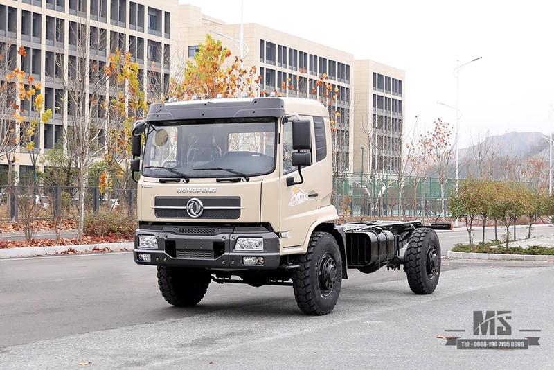 Chassi de caminhão de carga cinza camelo com tração nas quatro rodas Dongfeng_4*4 Chassi de caminhão off-road_Chassi de propósito especial de exportação de caminhão de longa distância