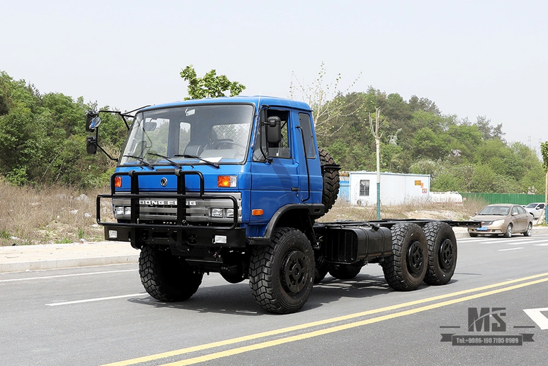 210hp Dongfeng EQ2102 Chassi com tração de seis rodas_6 × 6 Azul 153 Cabine de uma fileira e meia Off Road Chassis_Dongfeng 6WD Truck Chassis Exportação Special Truck Chassis