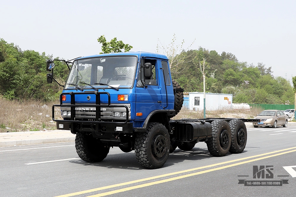 210hp Dongfeng EQ2102 Chassi com tração de seis rodas_6 × 6 Azul 153 Cabine de uma fileira e meia Off Road Chassis_Dongfeng 6WD Truck Chassis Exportação Special Truck Chassis