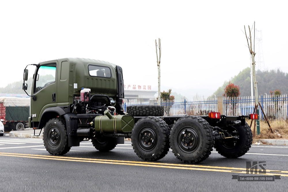 6*6 Dongfeng EQ2082 Chassis_ 6WD Chassi Verde Exército Flathead 'Bobcat' Configuração do chassi com tração nas seis rodas_Exportar chassi de caminhão especial