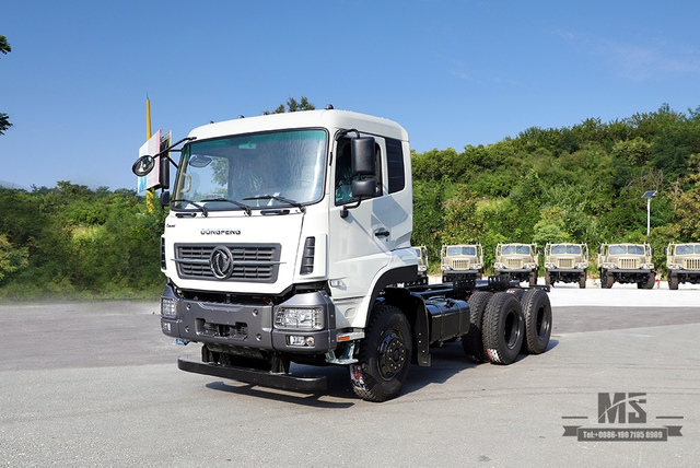 Chassi para veículo comercial pesado de 280 HP_Dongfeng 6 × 4 Modificação do chassi do caminhão basculante_Dongfeng Off-road de três eixos dianteiro 5T traseiro duplo 10T veículo especial