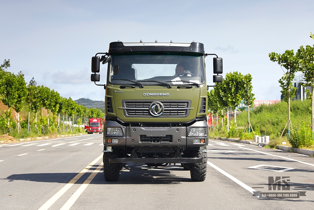 340 hp Dongfeng 6 × 6 Off Road Chassis_Six wheel drive Dongfeng Flat Head Chassis de uma fileira e meia Chassi de caminhão de carga AWD 6 * 6 Veículo especial de exportação