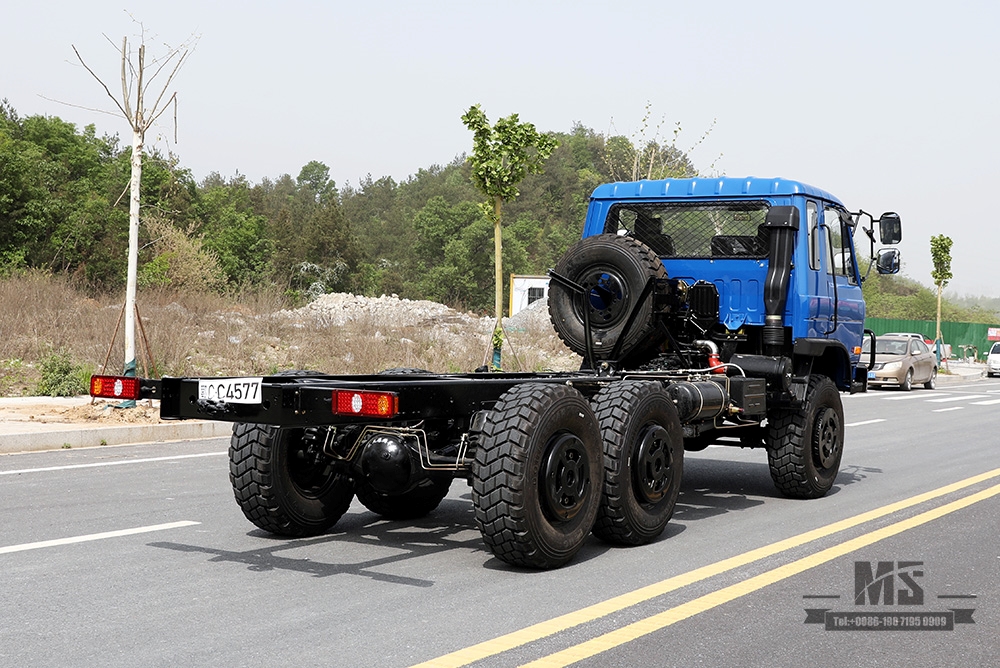 210hp Dongfeng EQ2102 Chassi com tração de seis rodas_6 × 6 Azul 153 Cabine de uma fileira e meia Off Road Chassis_Dongfeng 6WD Truck Chassis Exportação Special Truck Chassis