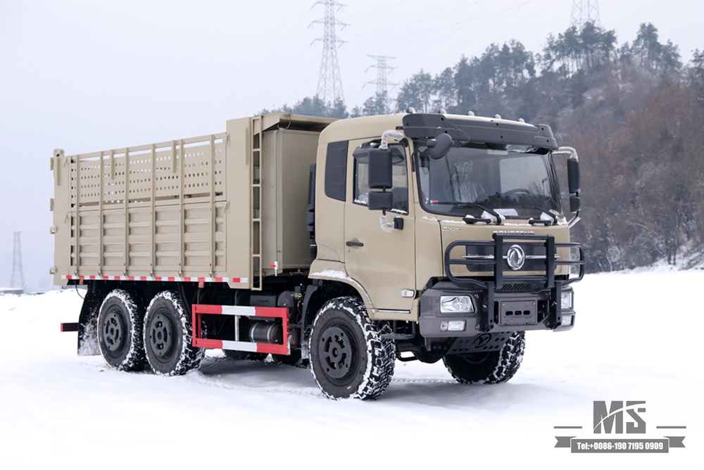 6 × 6 Dongfeng Caminhão basculante com tração de seis rodas_Camião basculante aumentado com defletor de caixa de carga de cabeça plana 6 * 6 Caminhão de transporte fora de estrada_Exportar veículo especial