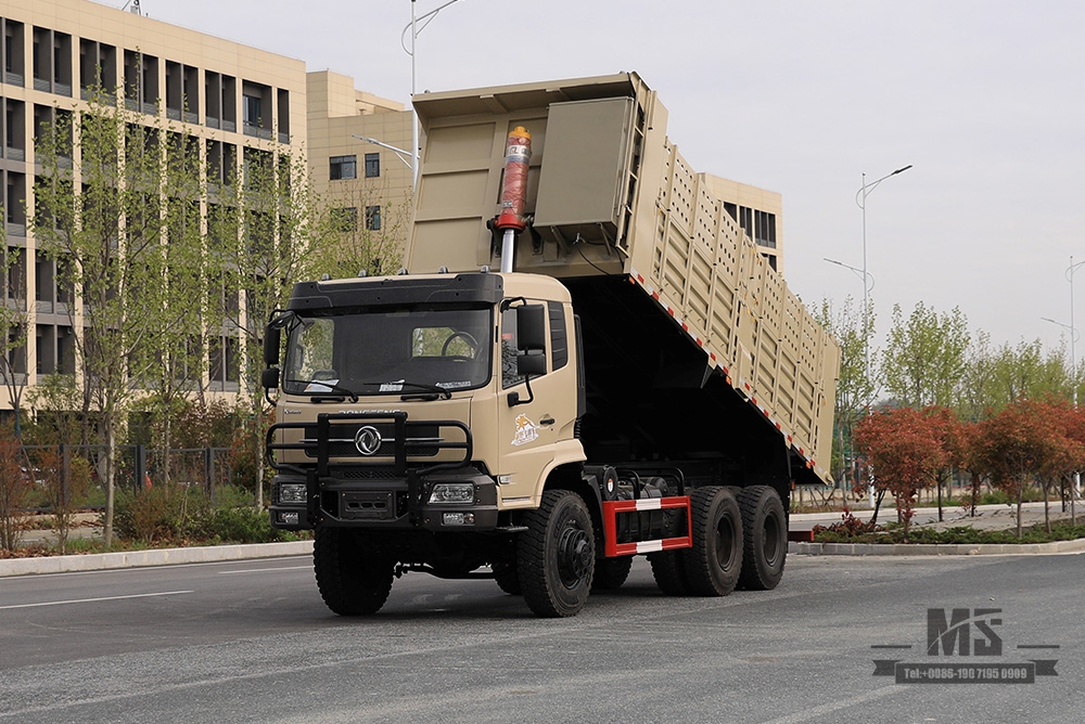 Caminhão basculante especial off-road Dongfeng 6 × 6 de 260 HP_ Caminhão de mineração com três eixos traseiros e dois pneus com tração de seis rodas_ Caminhão de elevação 7T / 13T personalizado_ Veículo especial de exportação