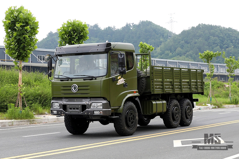 210hp Dongfeng caminhão de carga com tração nas seis rodas para venda_6 * 6 exército verde cabeça chata fabricante de caminhão de transporte_Dongfeng 6WD fábrica de veículos especiais de exportação