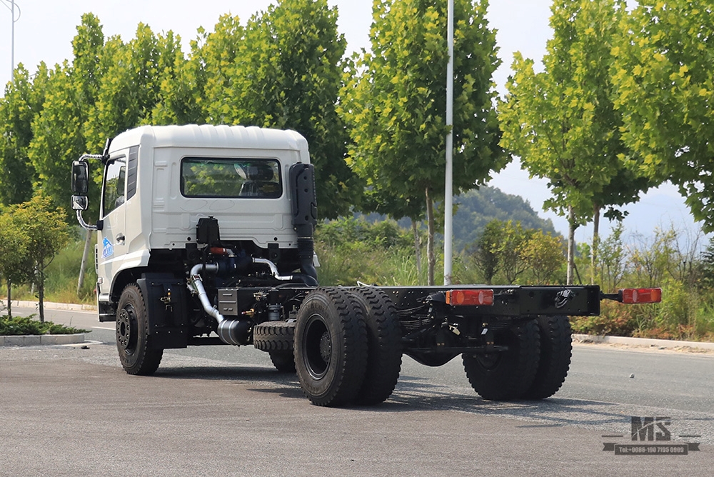 Chassi de guindaste montado em caminhão Dongfeng 4 × 2 266hp Nova fileira de cabine de cabeça chata meio chassi com chassi especial de exportação de guindaste de caminhão